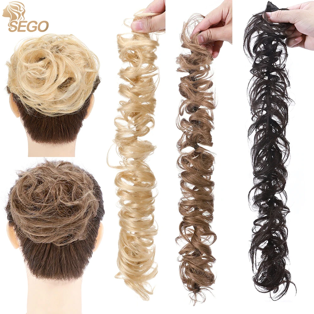 Sego 32G Remy Capelli Umani Veri Chignon Panino Disordinato Scrunchies Elastico Haarband Updo Chignon Donut Roller Coda Di Cavallo