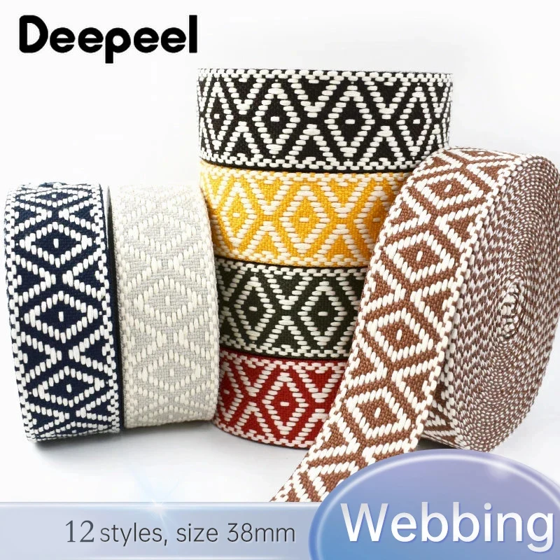 

5/10Meters 38mm Jacquard Webbing Braid Tapes Waistband Fabric Ribbon Bag Shoulder Strap Belt Clothes Band DIY Sewing Accessories