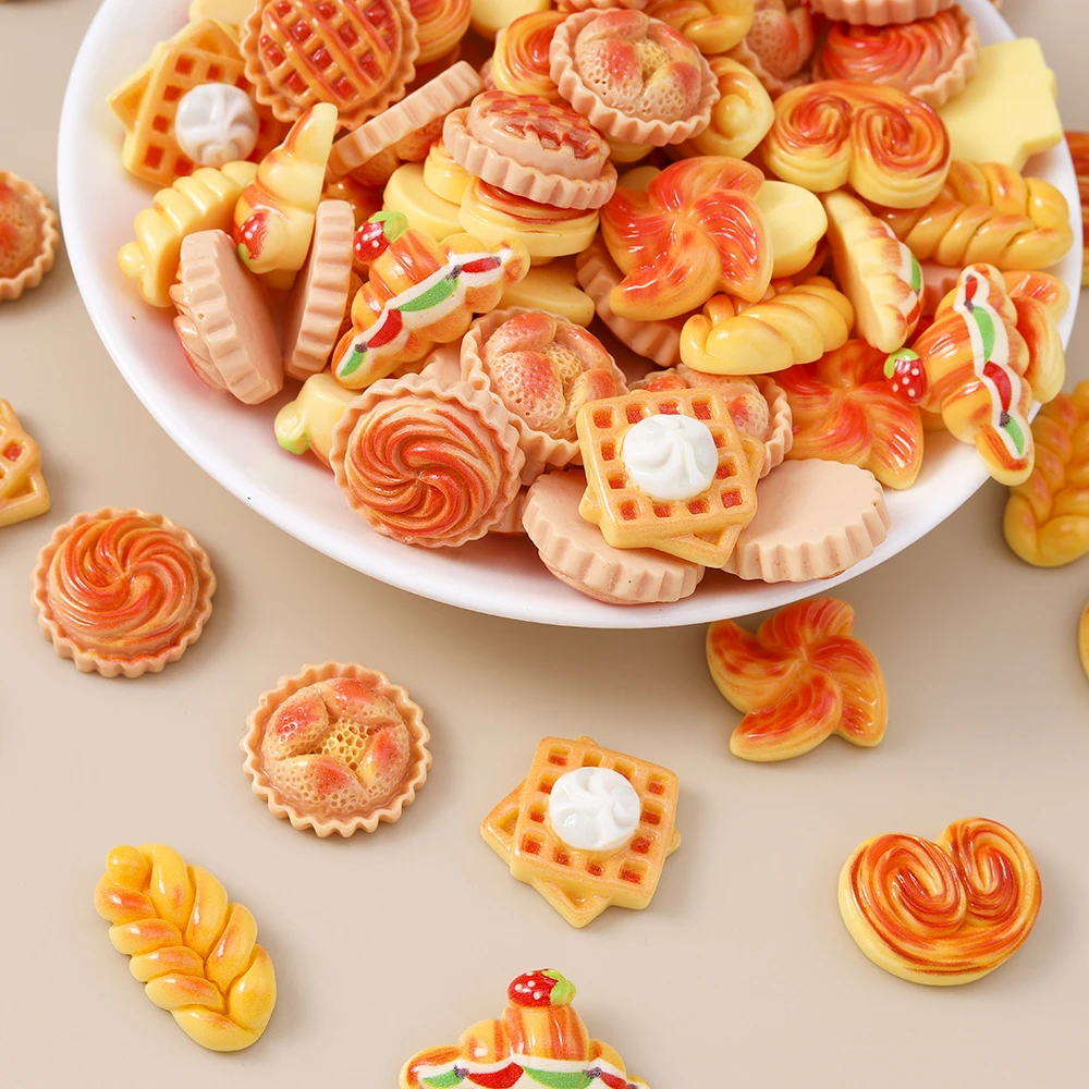 

Leslie 15 шт., милый хлеб, вафельный пирог из смолы, подвески для торта, кабошон с плоской задней частью для DIY, повязка на голову, шпилька для дизайна ногтей, ремесло ручной работы