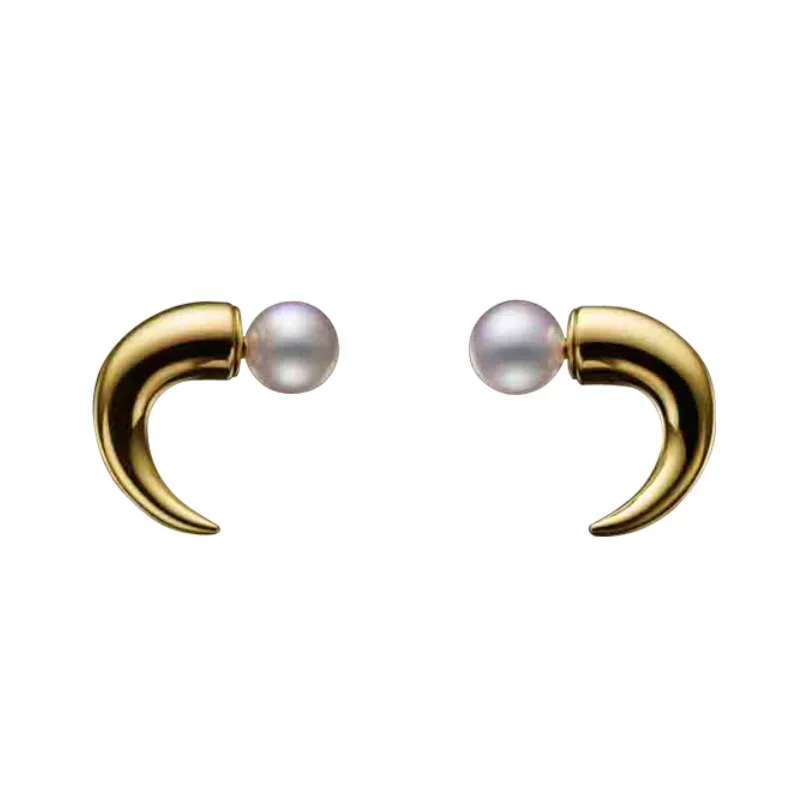 Kurshuni новая мода серьги-гвоздики с рогом и жемчугом комплект ожерелья для женщин