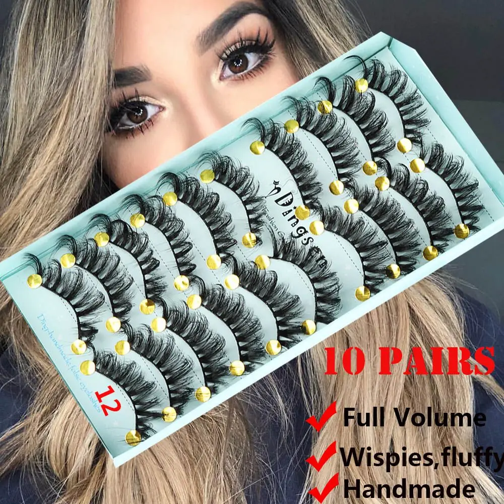 

10 Pairs Beauty Makeup Wispy Fluffy Handmade Crisscross Long False Eyelashes Eye Lash Extension 3D Faux Mink Hair