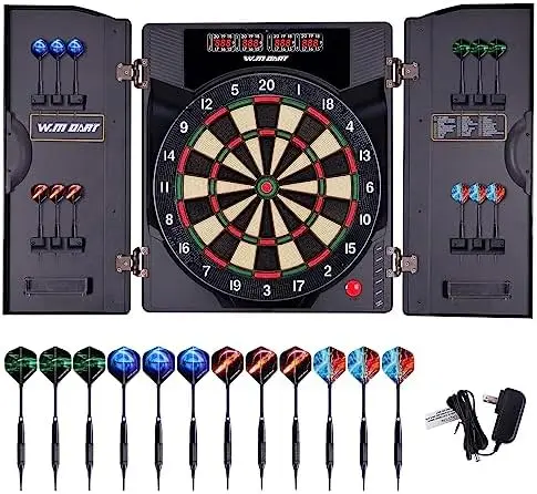 

Dart Board LED Digital Dart Boards for Adults with Cabinet with 12 Soft Tip Dartboard Set