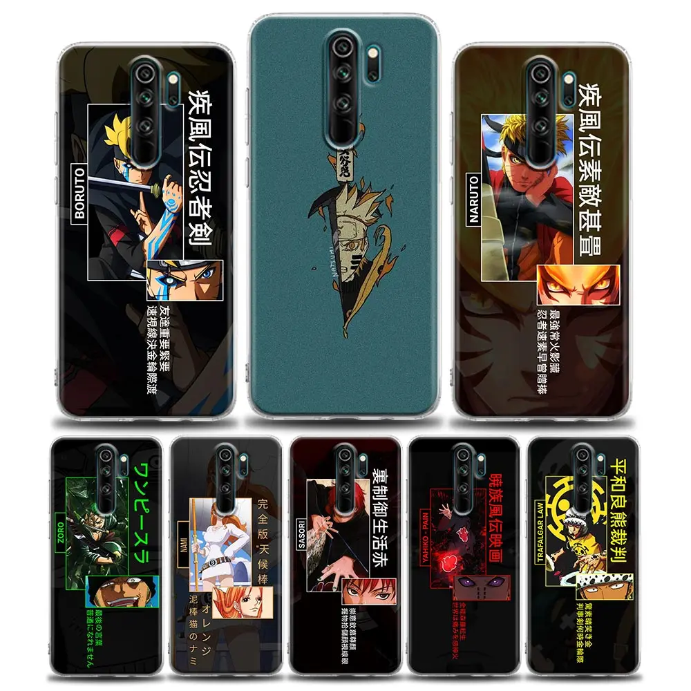 

Anime Naruto Zoro Goku Phone Case for Redmi 10C Note 7 8 8T 9 9S 10 10S 11 11S 11T Pro 5G 4G Plus Silicone Case Bandai