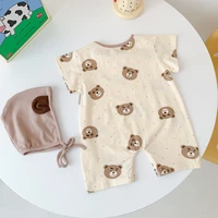 2022 summer baby cotton rompers infant boy thin short sleeves jumpsuit fashion cute cartoon bear one pieces for 6m 12m kid girl