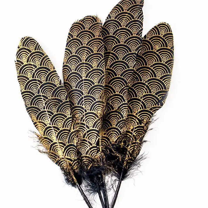 

10pcs black Natural Goose Feathers Fish Scales15-20cm for Needlework juju Hat Plumes Clothing Diy Crafts Accessorie Decoration