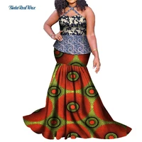 african women tops and mermaid skirt sets wedding party skirt sets vestidos african wax print 2 pcs sets lace clothing wy8247