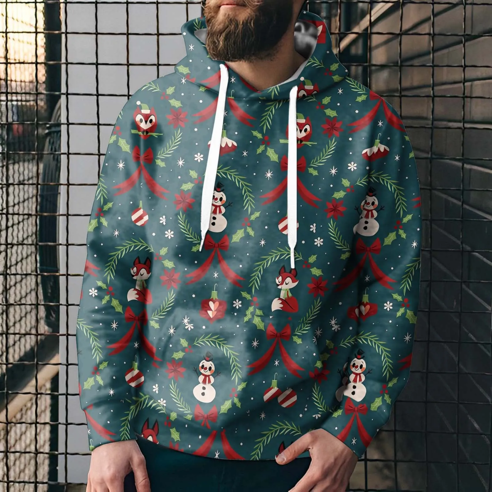 

Мужской свитер с длинным рукавом и капюшоном, Осень-зима