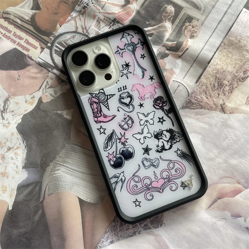 Чехол для телефона Nessa Barrett Wildflower Girls для iPhone 12, 13, 14, 15, 16, 17 Pro Max Plus, wf, задняя крышка на высоком каблуке с крестом Wildflower ﻿ (art.: 3920ce294d030) - 3920ce294d030
