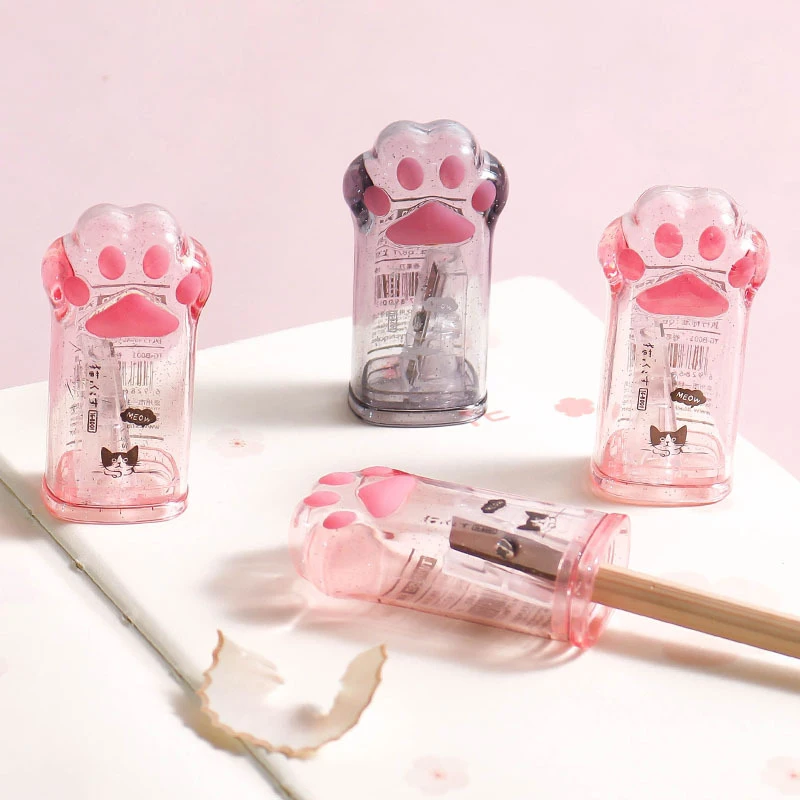 

Creative Cat Paw Design Pencil Sharpener Kawaii Transparent Pencil Cutter Cute School Supplies Korean Stationery Kid Gift Office