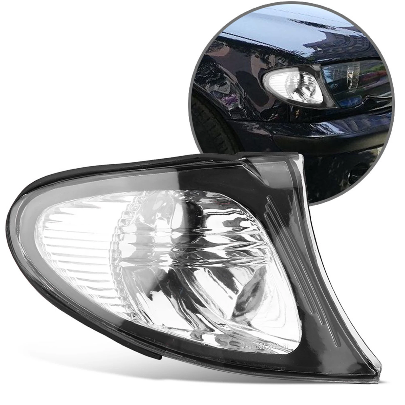 

1 Pair Car Corner Light Lens Turn Signal Light Cover White Yellow Clear Lens for BMW E46 3-Series 4DR 2002-2005 Light Protection
