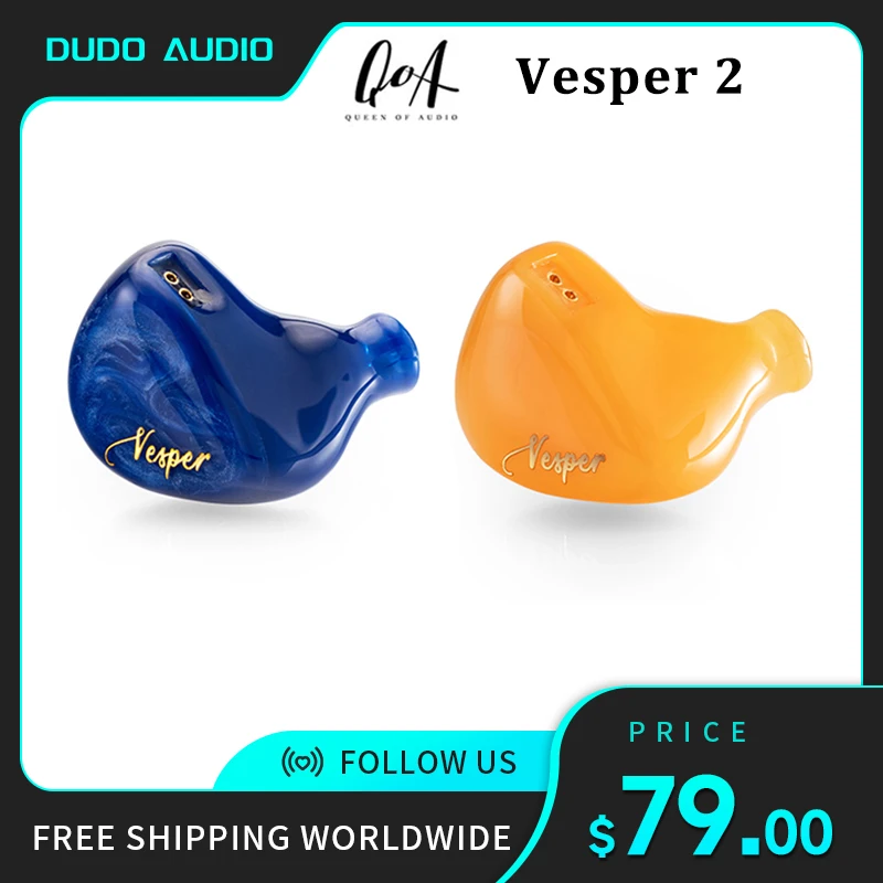 

QOA Vesper 2 Resin HIFI In-ear Earphone Monitor 1DD+1 Knowles BA Hybrid Driver Unit Audiophile Earbud Detachable 0.78 2Pin Cable