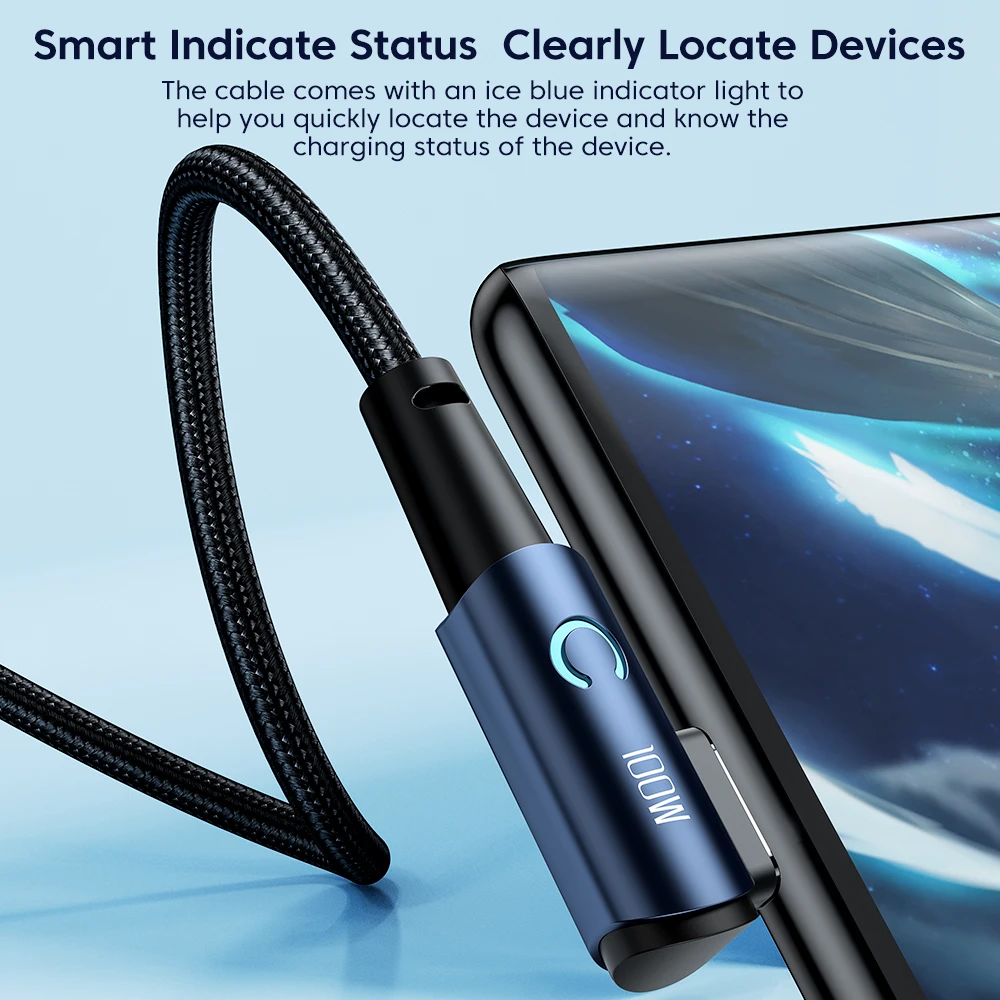 Кабель Tooocki PD100w USB C - Type для быстрой зарядки 90-градусный угловой мобильный игровой