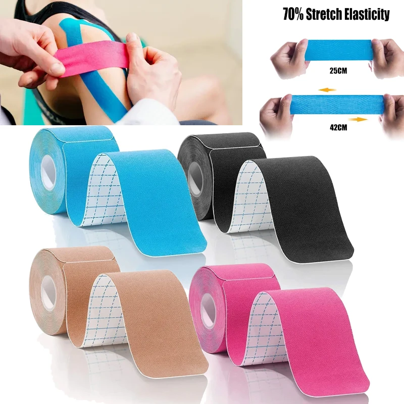 4 рулона лента-наклейка эластичные рельефные полоски Водонепроницаемая дышащая