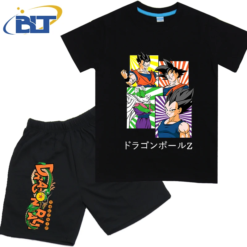 Комплект футболок с аниме Dragon Ball Son Goku, детские хлопковые шорты с короткими рукавами, комплект из 2 предметов, одежда с героями мультфильмов для мальчиков и девочек (art.: 3920d04ea5596) - 3920d04ea5596
