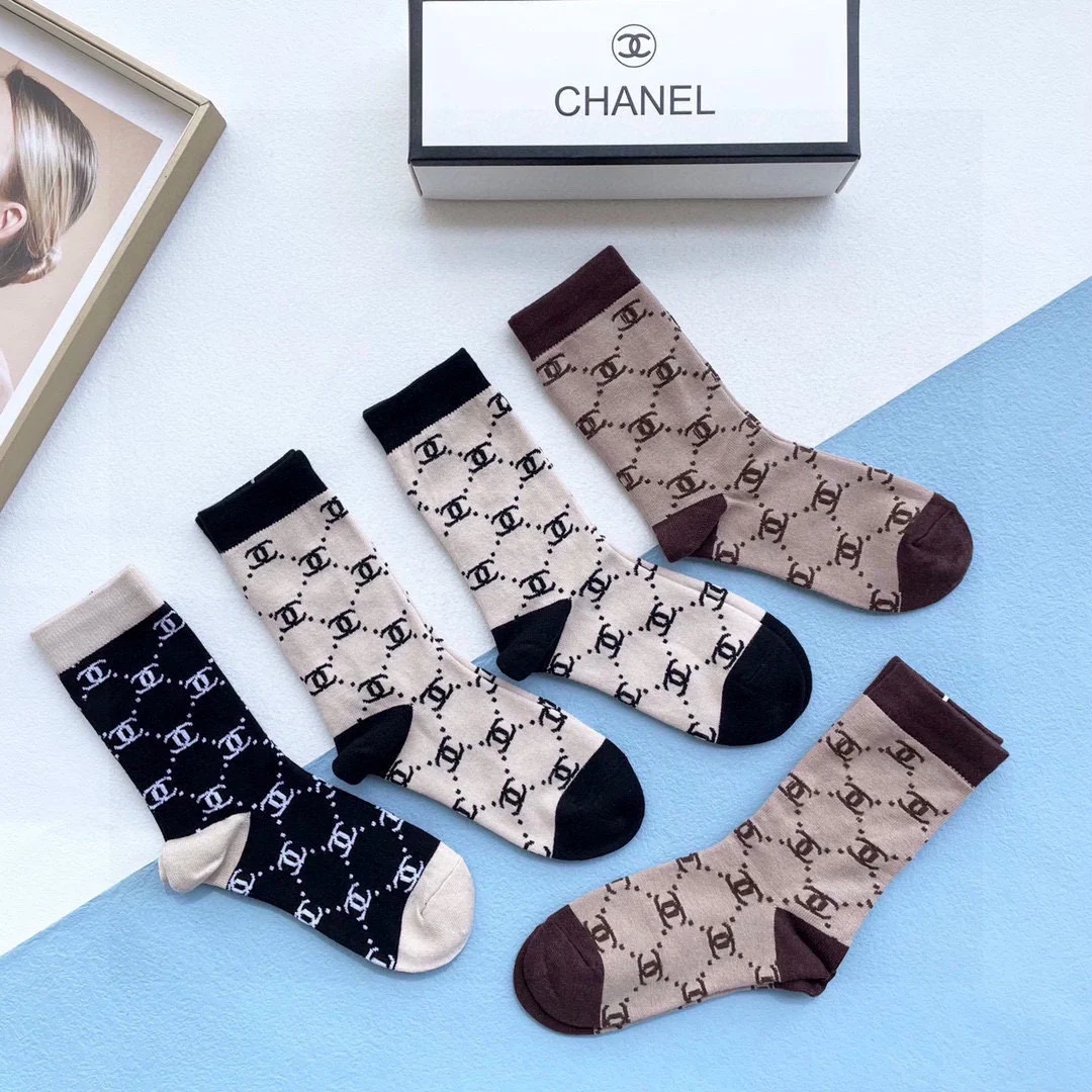 Новинка носки Chanel повседневные хлопковые дышащие уличные спортивные модные