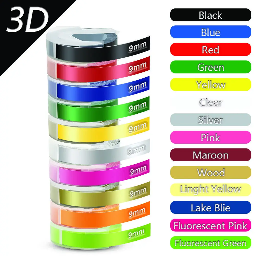 

Лента для 3D этикеток, 9 мм, для принтера Dymo Motex E101 1610 12965 1880