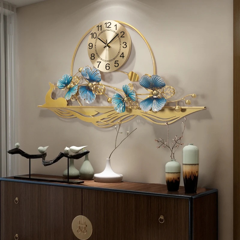 

3D Wrought Iron Butterfly Flowers Wall Clocks Wall Accessories Clubs Lobby Wall Mural Decor Home Room Wall Sticker Crafts