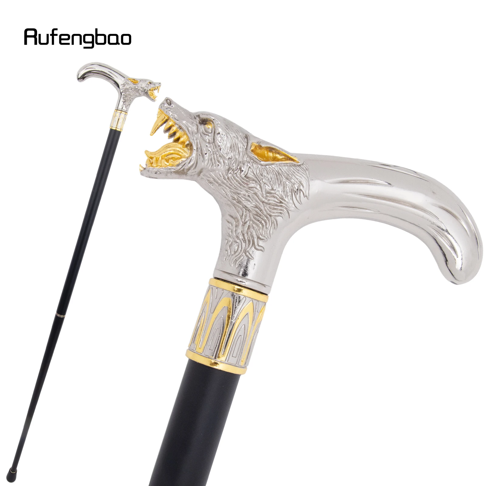 Золотисто-белая голова волка кусающая трость модная декоративная