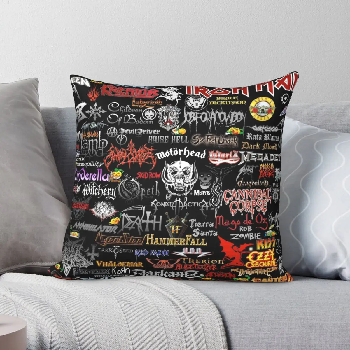 

Rock Metal Heavy Bands Square Pillowcase Polyester Linen Velvet Printed Zip Decorative Home Cushion Cover