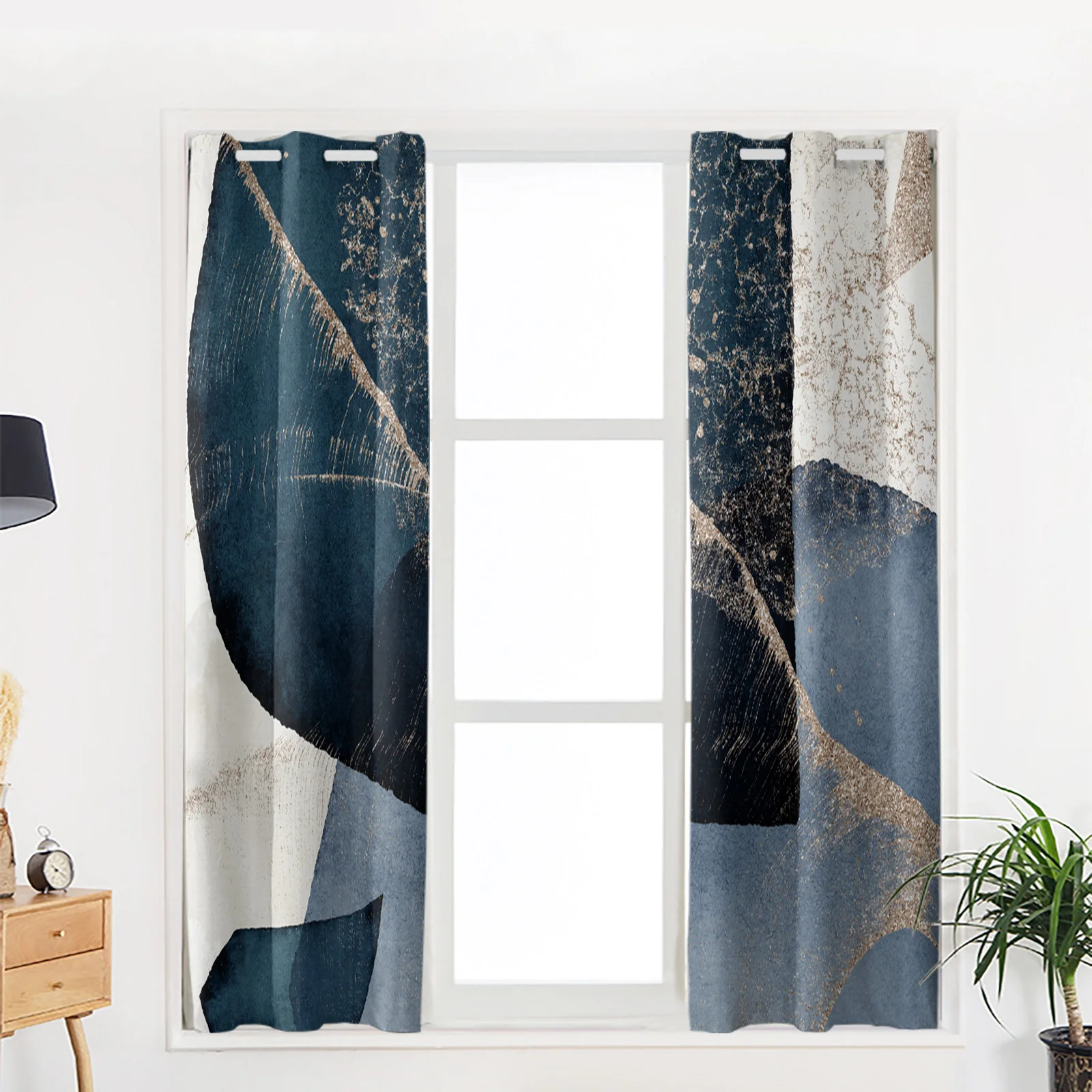 Абстрактные Художественные круглые квадратные полосатые синие Оконные