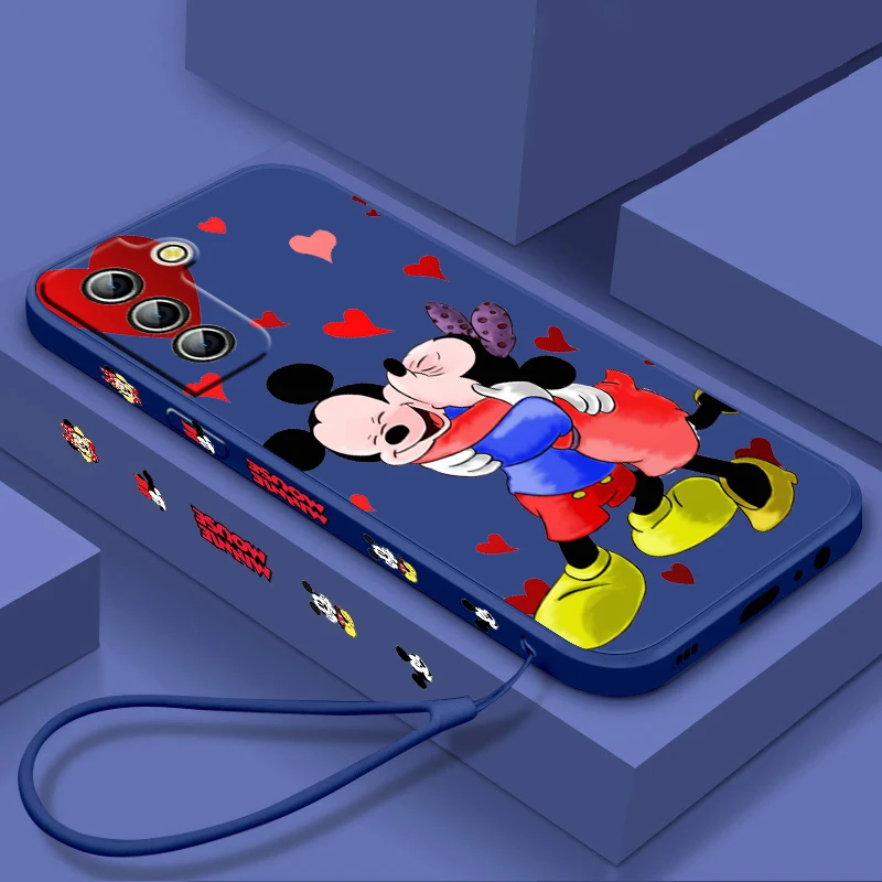 

Cartoon Mickey Minnie Phone Case For Samsung Galaxy S23 S22 S21 S20 S10 S9 Ultra Plus Pro FE Liquid Left Rope Candy Cover Fundas