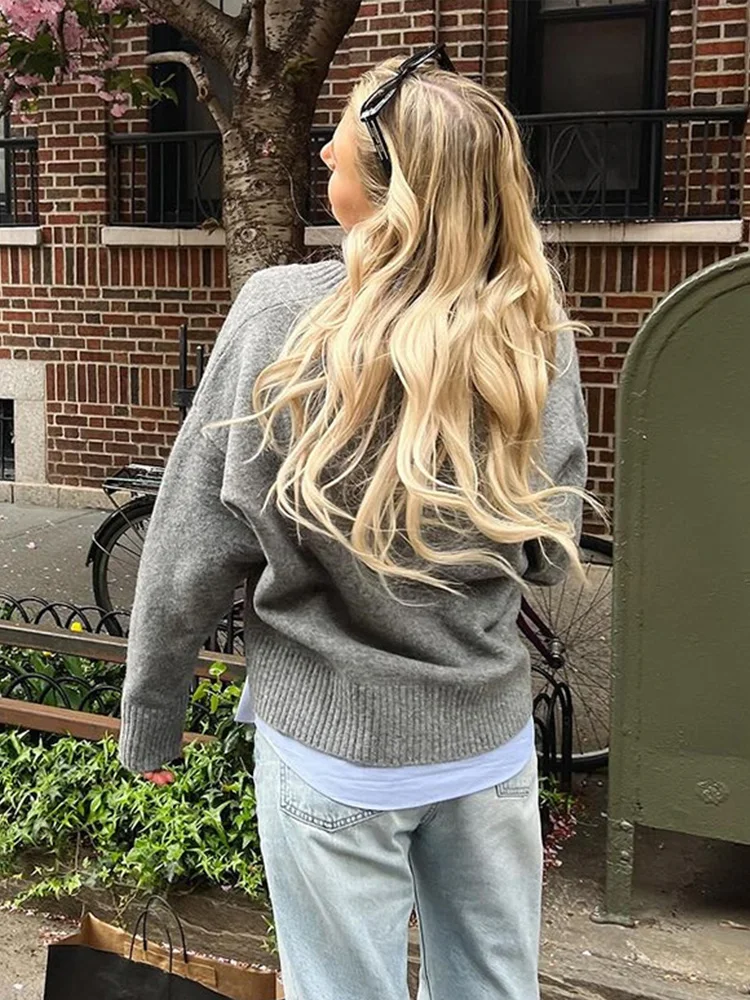 Повседневные вязаные укороченные пуловеры в полоску женские свободные свитера с