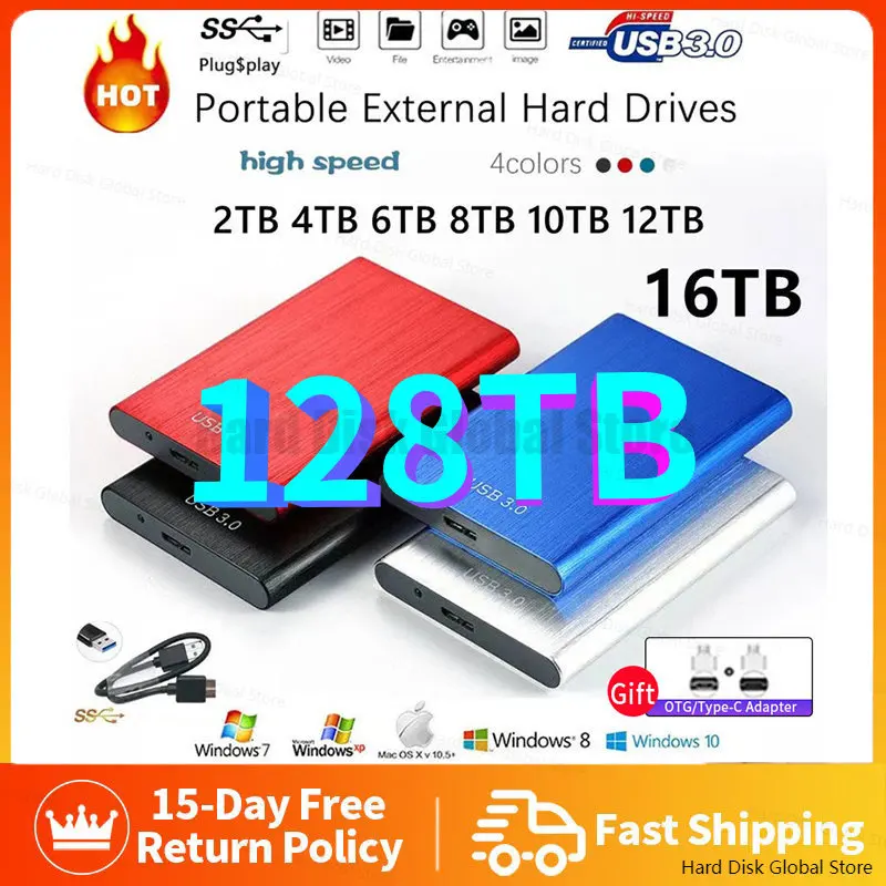 

Внешний жесткий диск USB 3,0 объемом 1 ТБ, жесткий диск HD Externo, внешний портативный жесткий диск объемом 1 ТБ, портативный жесткий диск USB 128, быстрая передача файлов