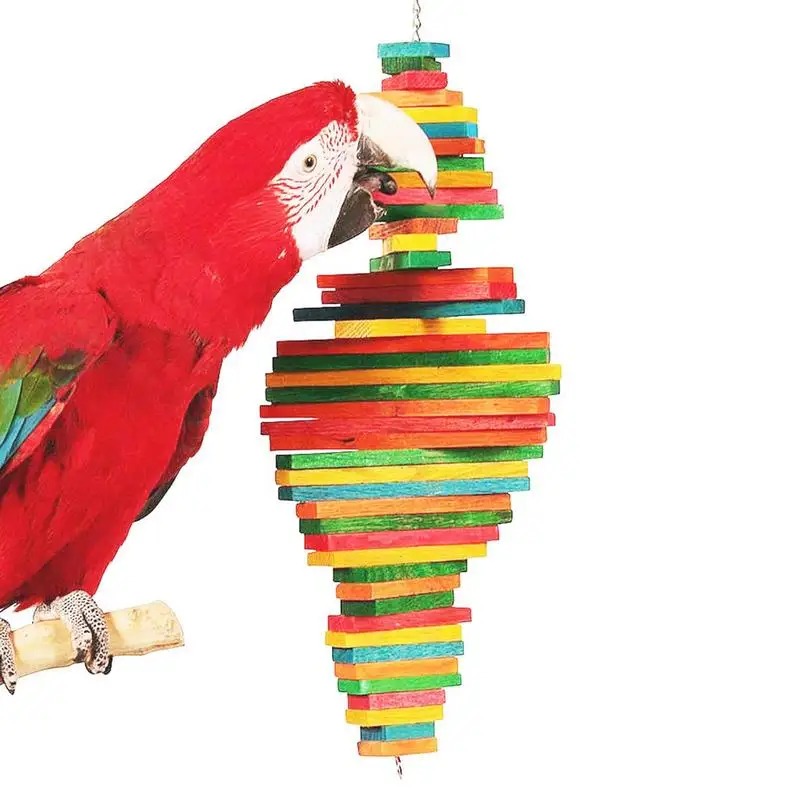 

Parrot Chewing Toy Wooden Blocks Safe Bird Cage Pendant Pet Bird Training Hang Cage & Bird Bite And Play Supplies Accessories