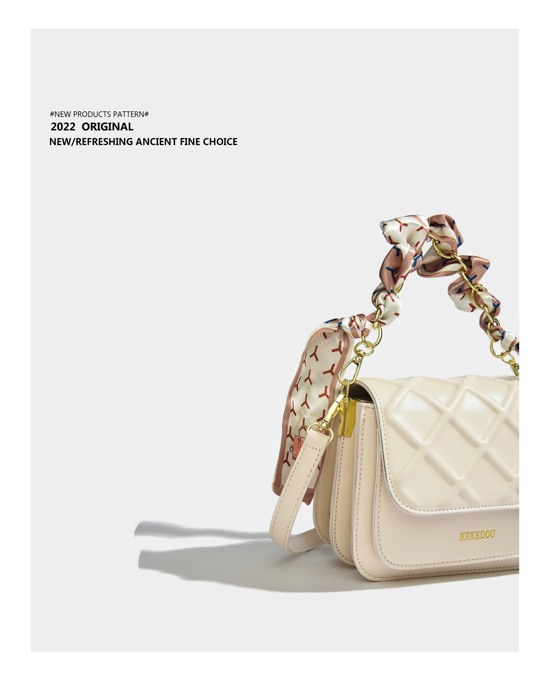 Elmsk 2022 Single Shoulder Messenger Bag Women French Style Vintage Texture Leather Casual Chain Bag