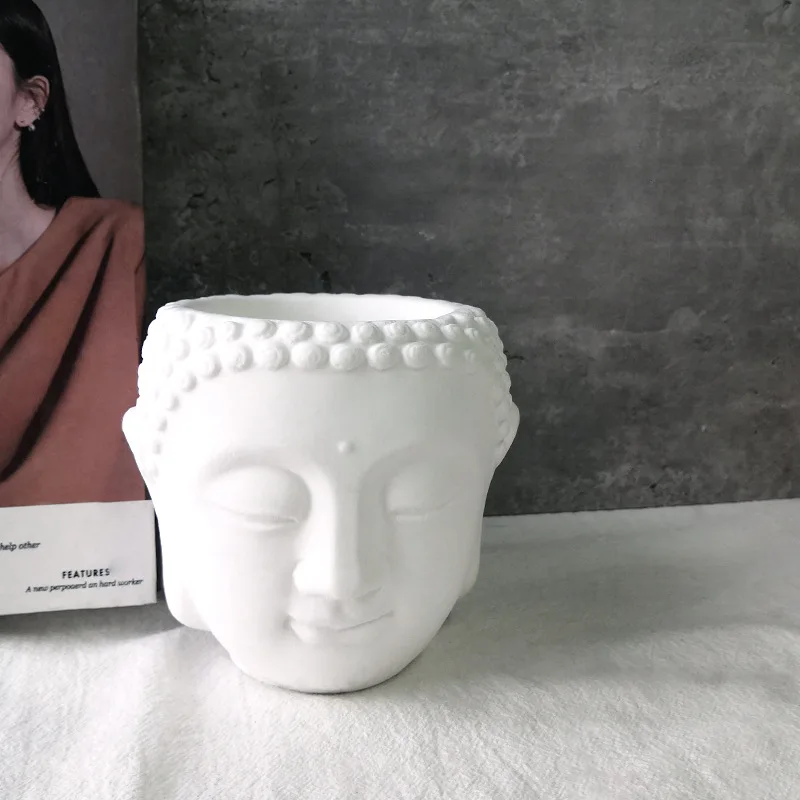 

Cement Plaster Flower Pot Silicone Mold Creative Big Buddha Shape Resin Mold DIY Gypsum Flower Pot Candle Making Supplies