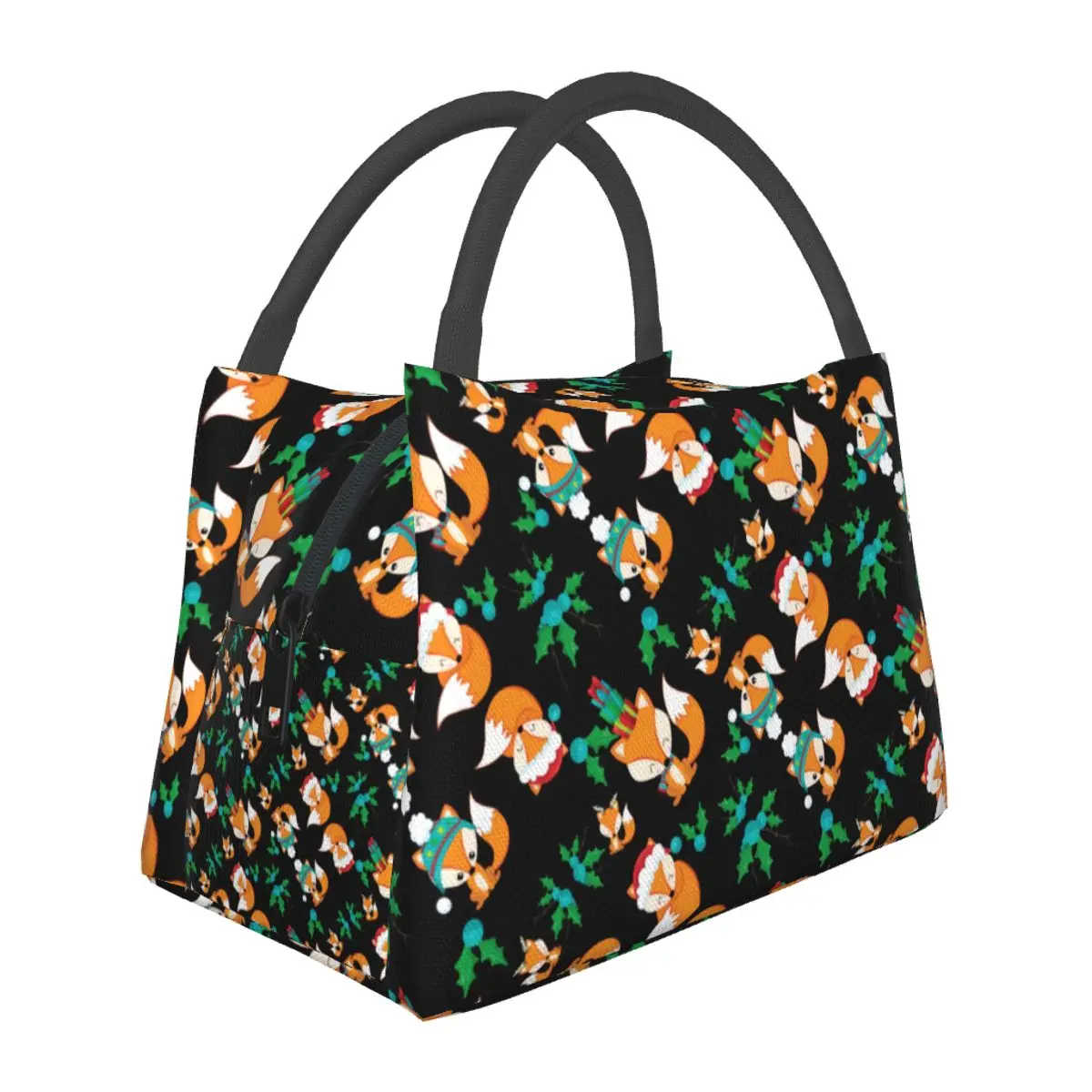 

Cute Fox Lunch Bag Christmas Theme Funny Lunch Box Outdoor Picnic Portable Tote Food Bags For Child Oxford Custom Cooler Bag