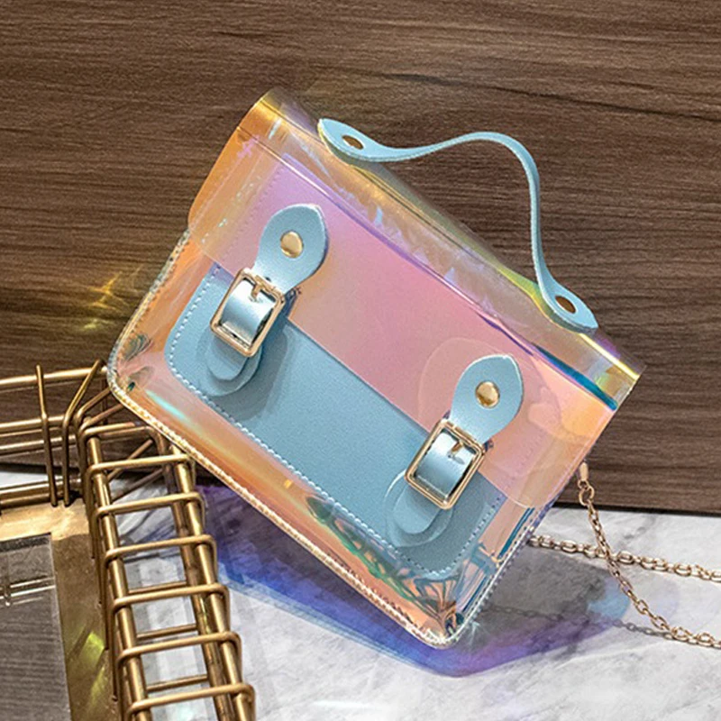 

New Women Shoulder Bag Fashion Laser Transparent Crossbody Bags Summer Holiday Chain Messenger Bag Female Brand Design Handbags