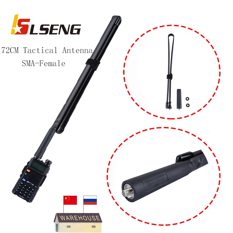 LSENG Foldable Tactical Walkie Talkie Antenna Dual Band VHF UHF 144/430MHz for Ham Radio Baofeng UV-5R UV-9R BF-888S Kenwood
