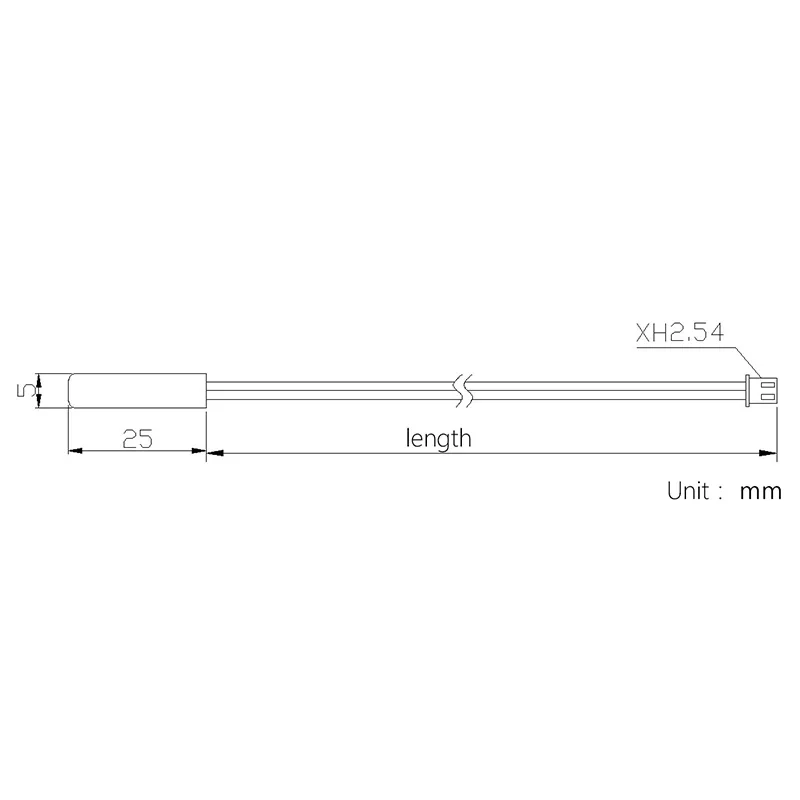 10 шт. цилиндрический водонепроницаемый термодатчик 10K B Value3950 5x25 мм