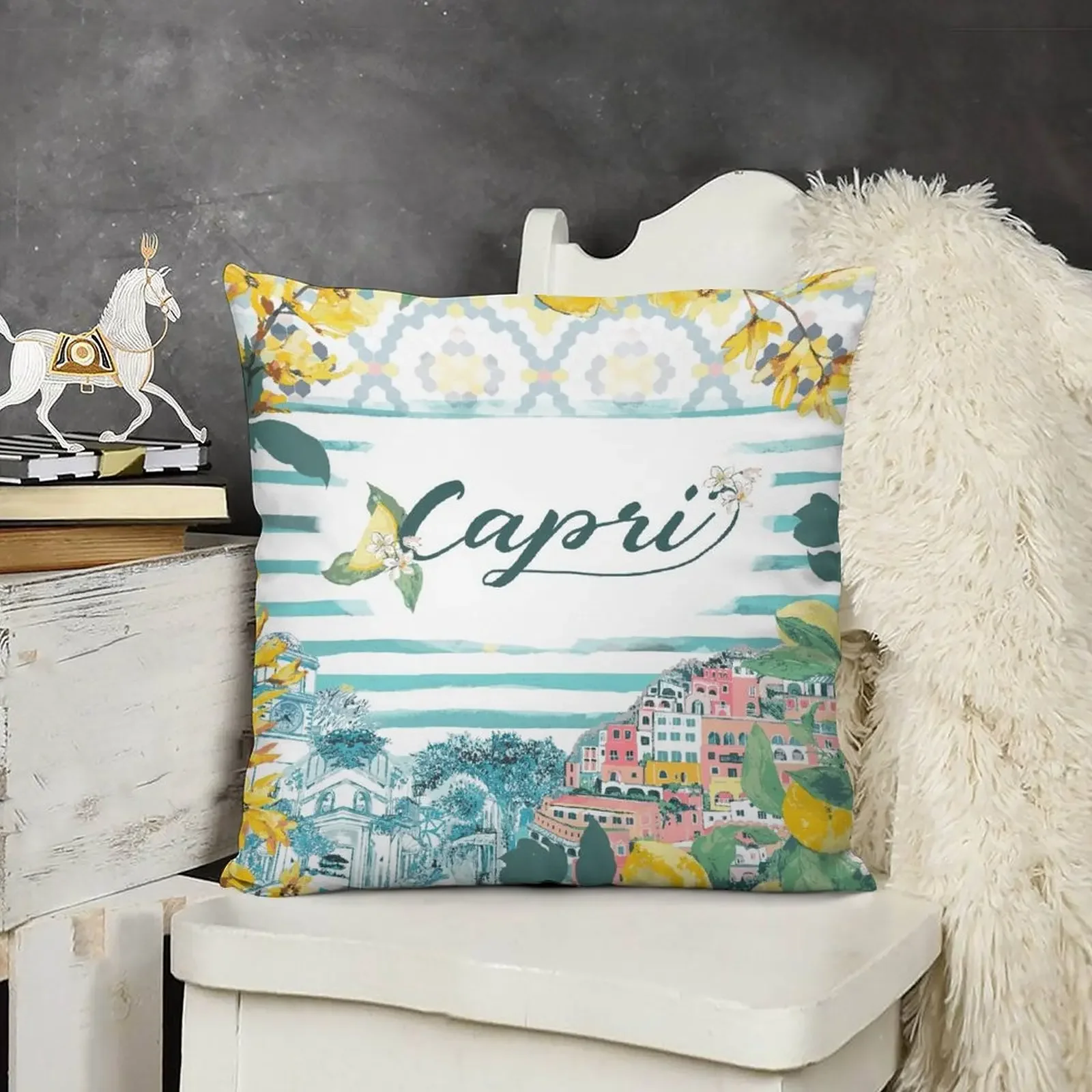 Capri Sprrento Positano - Италия художественный постер Декоративная подушка Роскошная