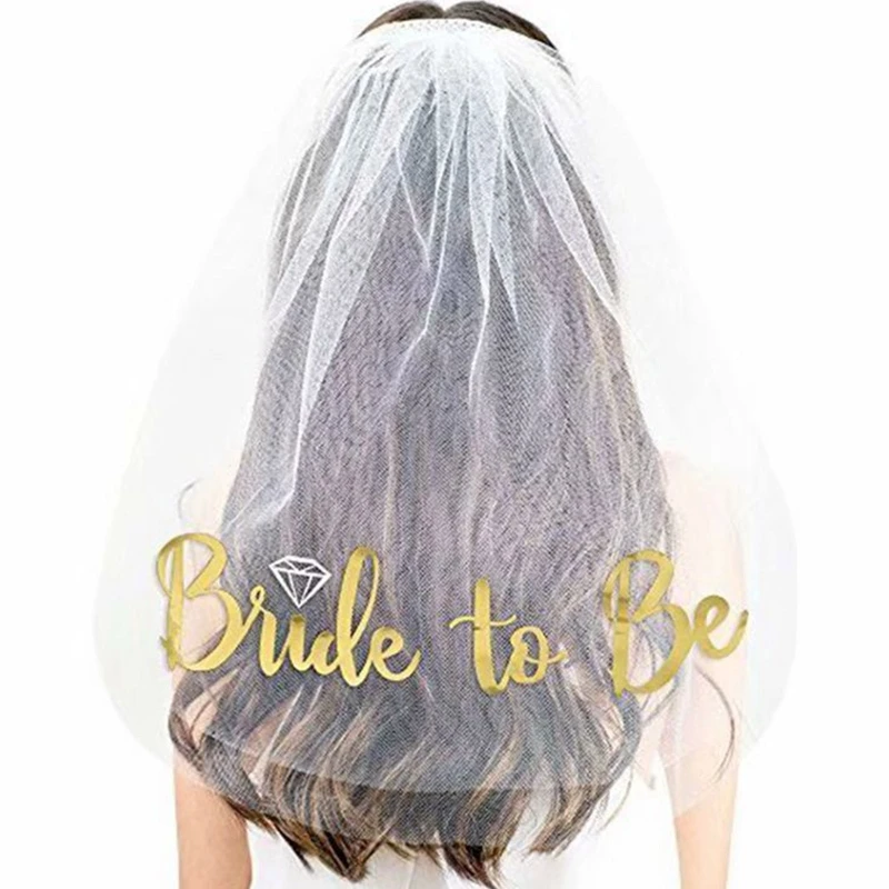 

Bachelorette Headband Veil Set for Bride To Be Gift Bridal Shower Gift Supplies Set 3 pack Bride to Be Sash & Headband