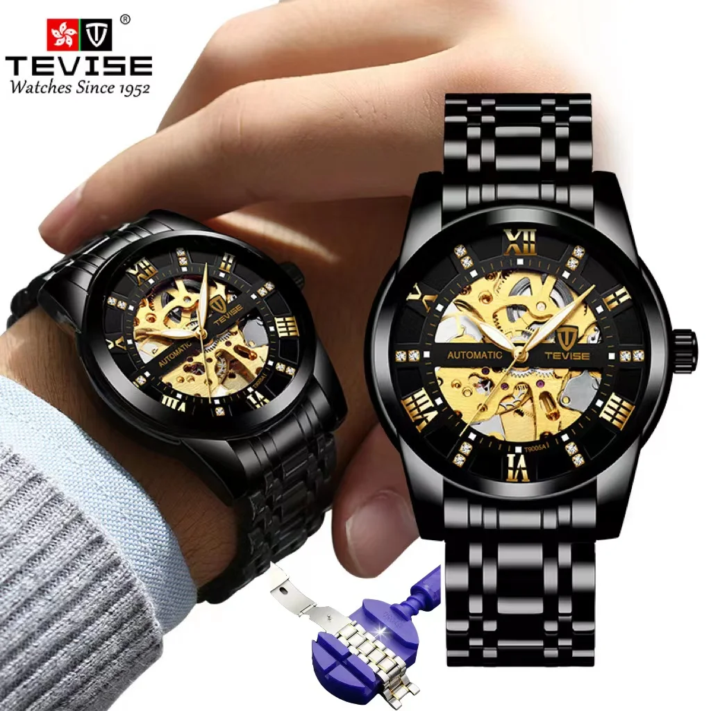 

TEVISE Luxury Brand Luminous Waterproof Automatic Watch for Men Hollow Out Tourbillon Mechanical Watches Fashion Sport Clock