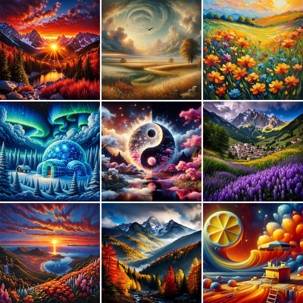 Живописный Природный Пейзаж Набор Для Вышивки Крестом Вязание Ручной Работы