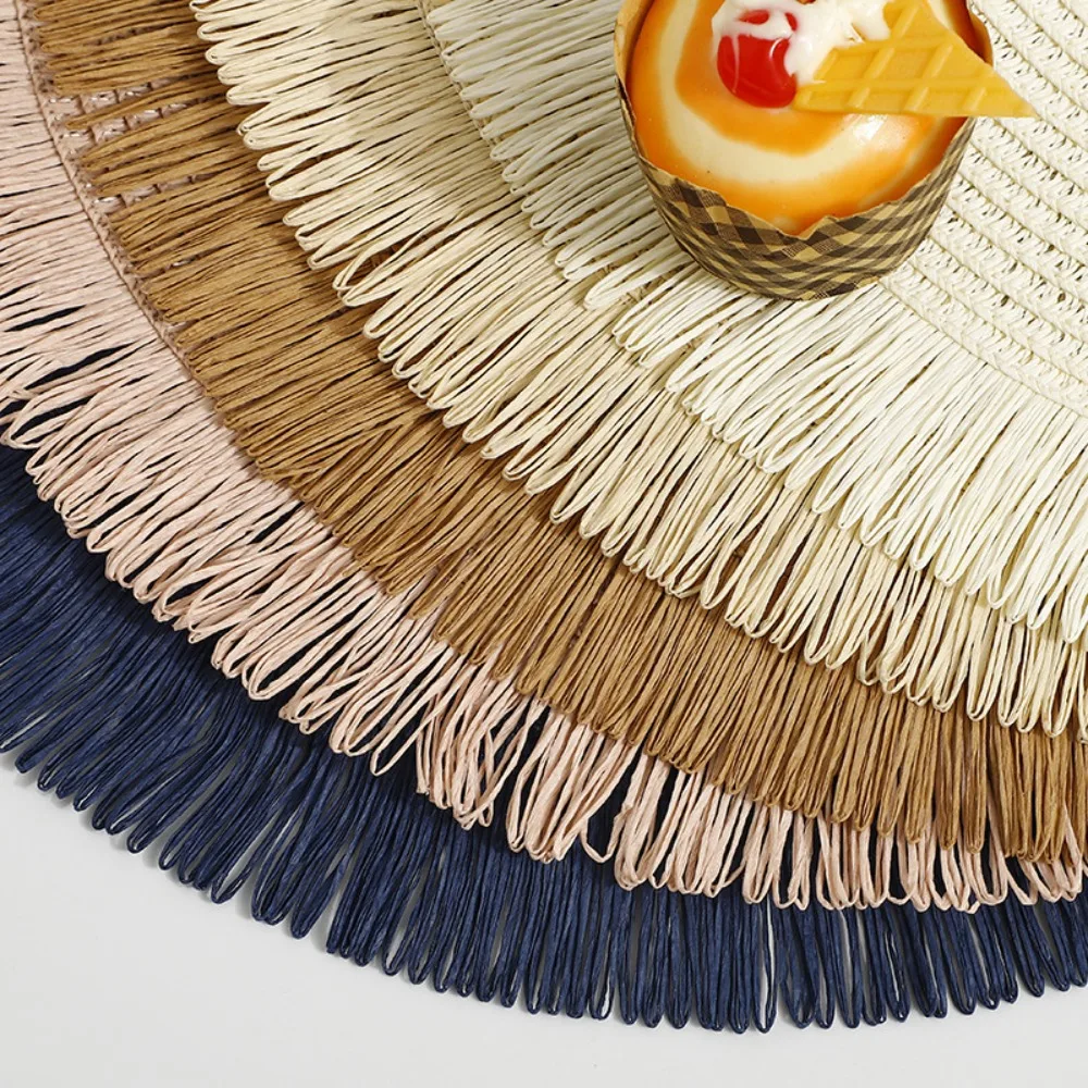 Кухонные аксессуары бумажный плетеный коврик для столовых приборов круглый с