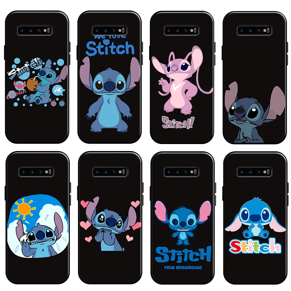 

Cute Cartoon Lilo Stitch For Samsung Galaxy S10 S10E S10 Lite S9 S8 Plus Galaxy S10 5G Phone Case Back Black Carcasa
