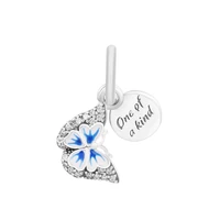 blue butterfly quote double charm 2022 spring fits beaded charms bracelets fashion women diy 925 sterling silver jewelry