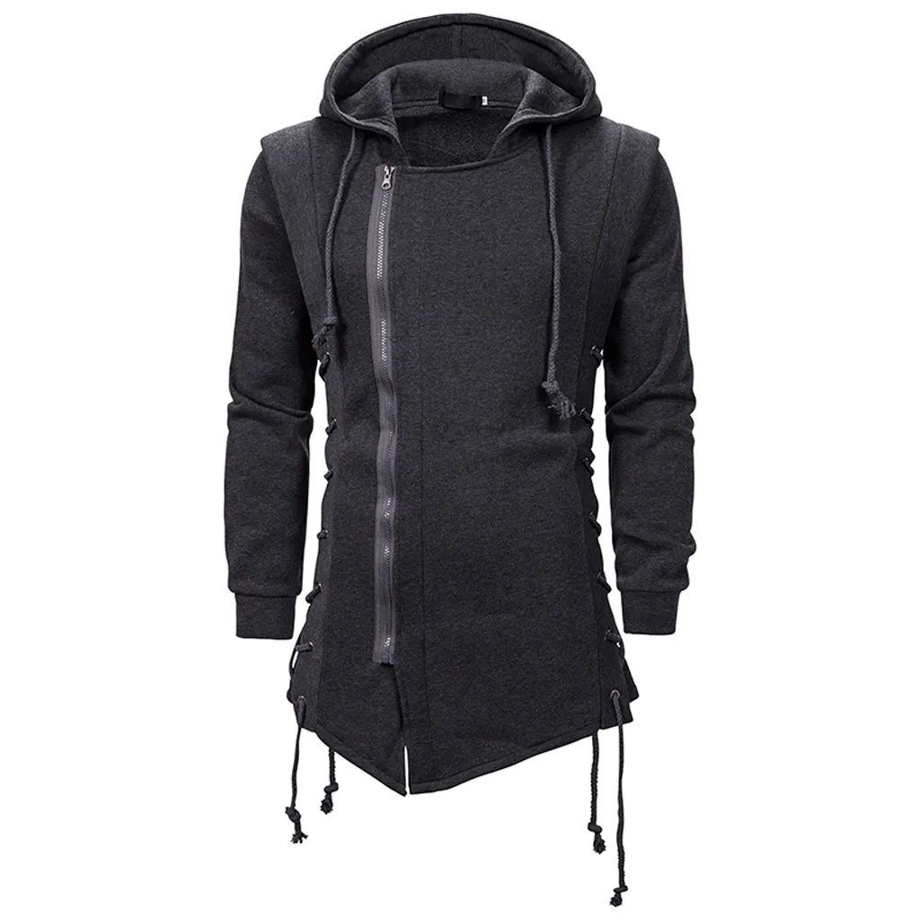 

2022 New t-shirts wolfs Men's Autumn And Winter Trend Solid Color Dark Long Hooded Loose Sweater Coats