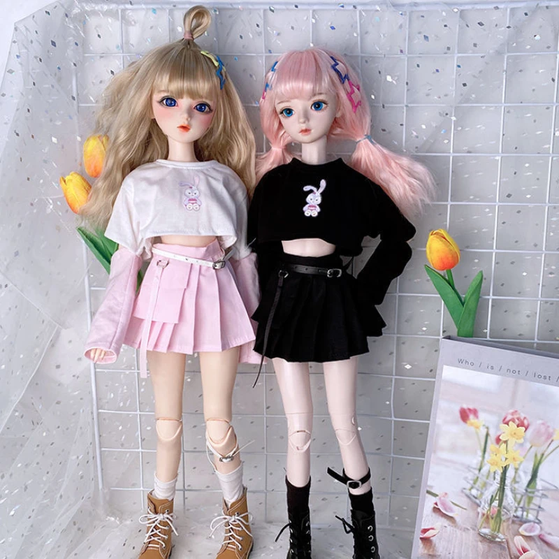 60cm Bjd Cloth Maid Lolita Dress JK Full Set Doll Clothes 1/3 Cool Girl Doll Fullset Suit No Shoes Accessories for 60cm Bjd Doll