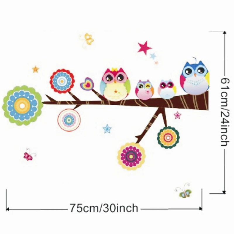 Милые наклейки на стену с цветочным деревом для детской комнаты спальни
