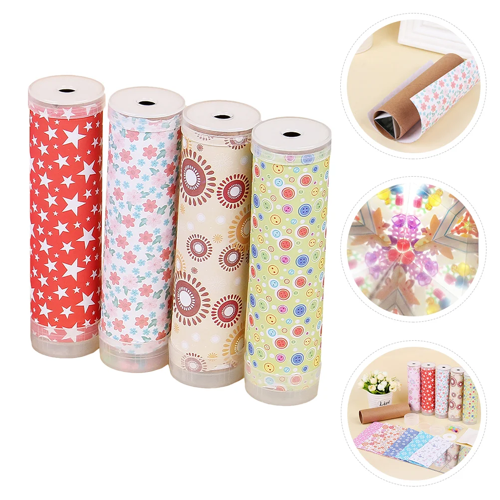 

4 Pcs Vintage Gifts DIY Kaleidoscope Materials Cardboard Early Educational Toy Tools Kits Paper Children