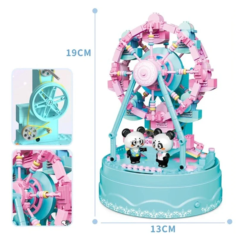 Карусель колесо обозрения музыкальная шкатулка строительные блоки детские