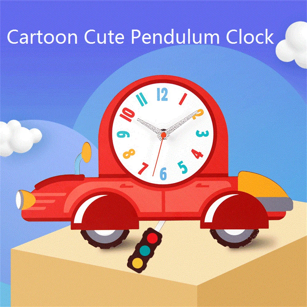 

Деревянные Мультяшные часы-качели, детский подарок, украшение для детской комнаты, часы для детского сада, креативный автомобиль, настенные...