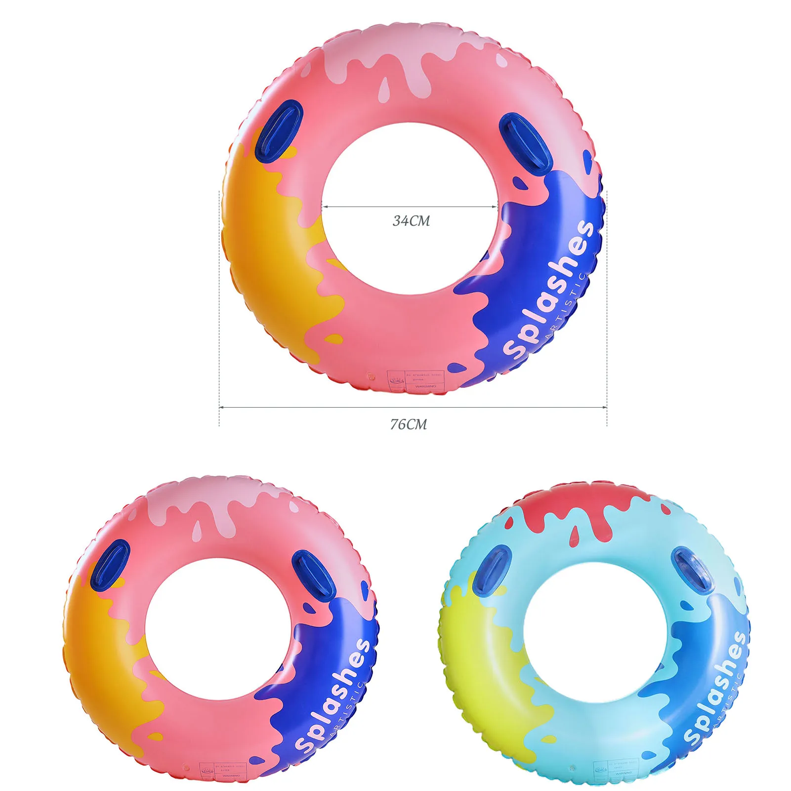 

Swimming Ring Inflatable Pool Floats PVC Swimming Rings with Handle for Adults Swim Tube Rings Colorful Lightweight 1 PC XR-Hot