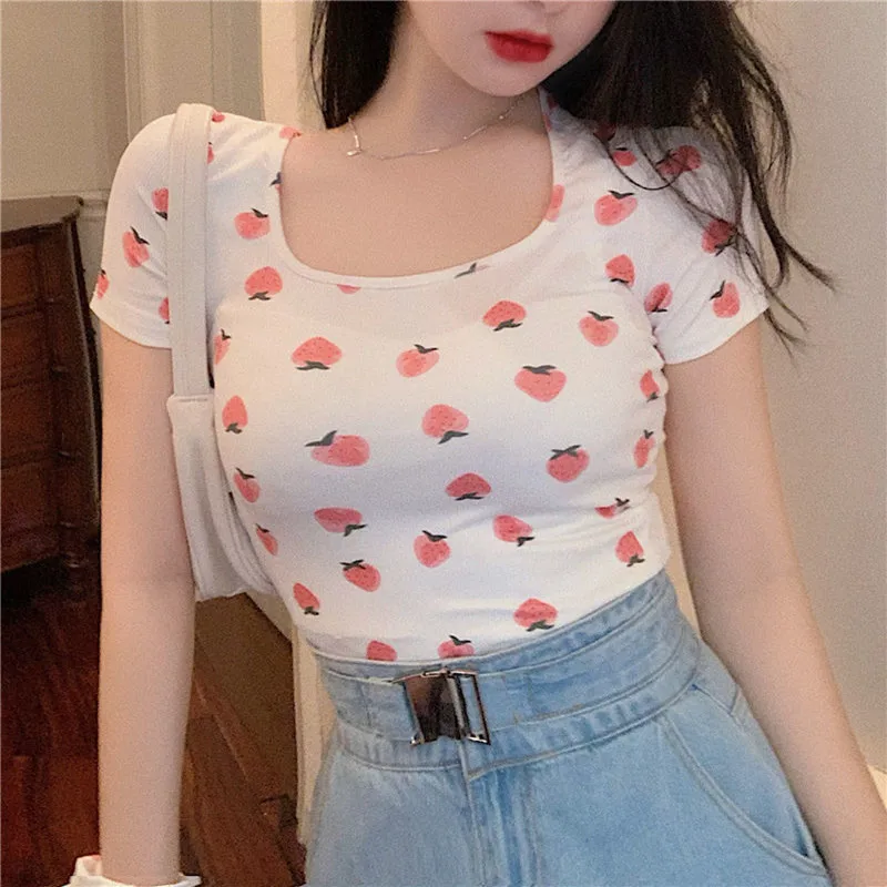 

Women Corset Crop Top Woman Summer Tee Shirt Femme Vintage Skinny Short Sleeve Tshirt Clothes YQ0760