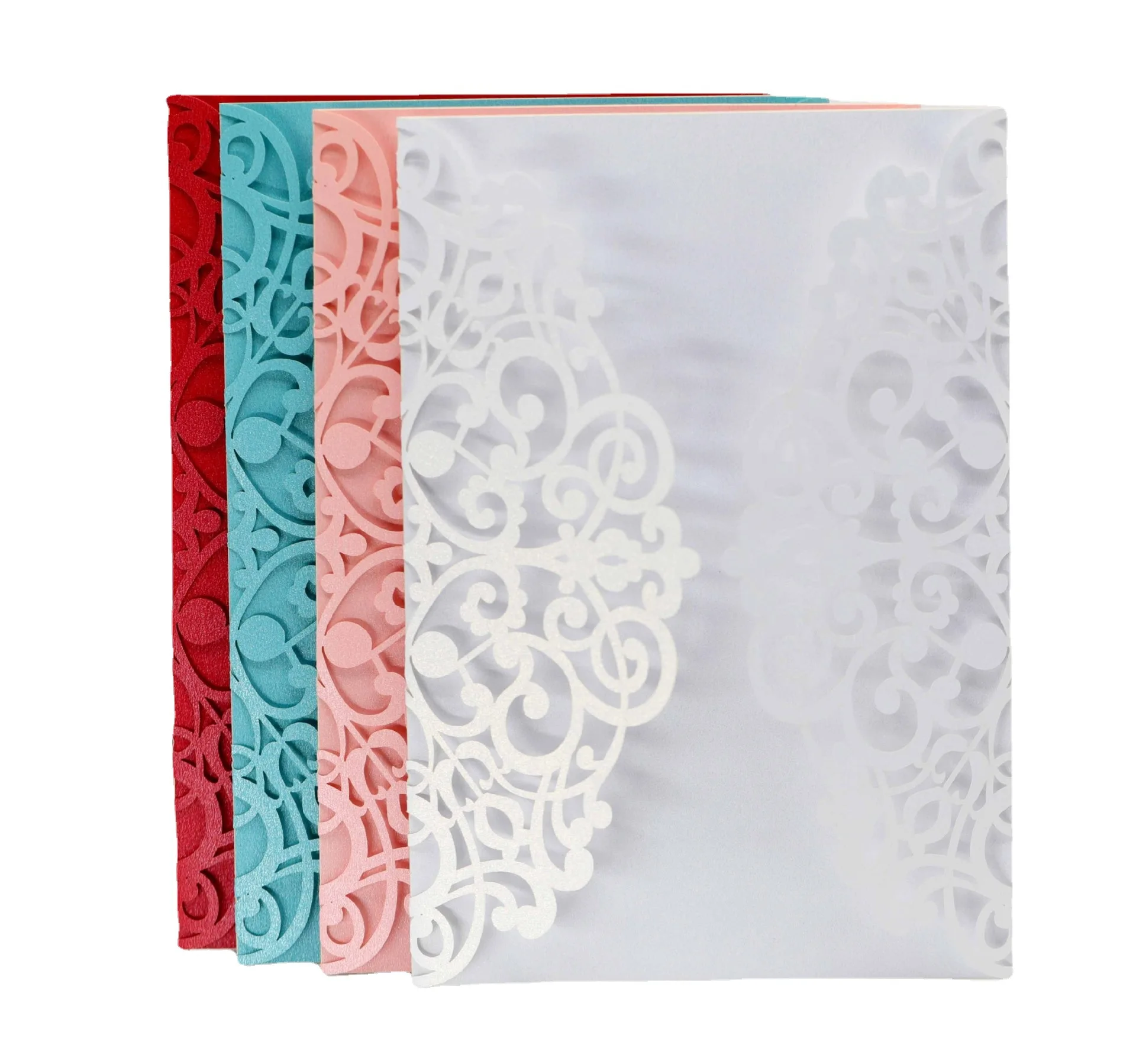 

Laser Cut Wedding Invitations Envelopes Printable Paper with Burgundy for Wedding Bridal Shower Engagement Sweet Birthday Invite